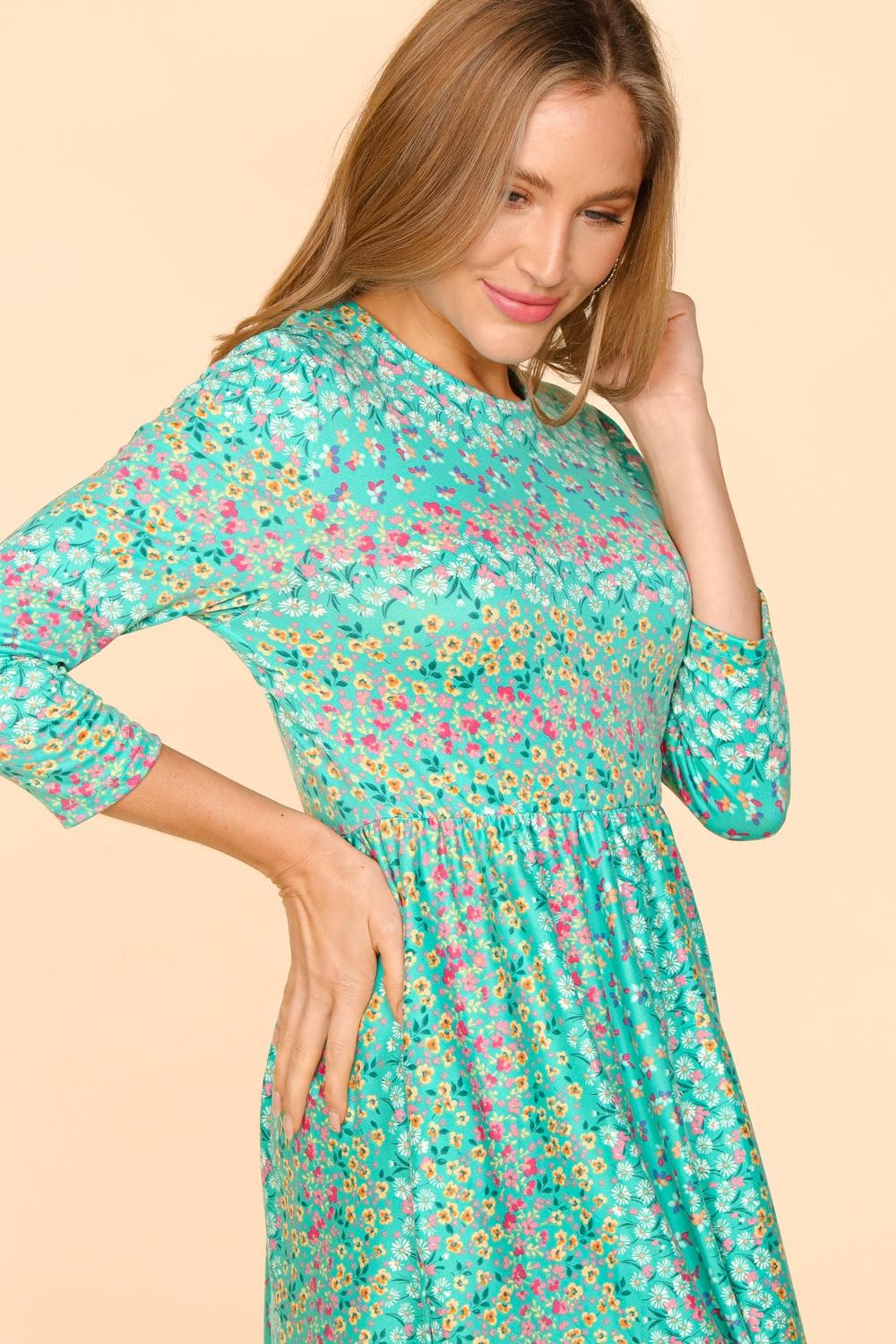 Haptics Round Neck Floral Dress with Pockets - UrbanEthereal