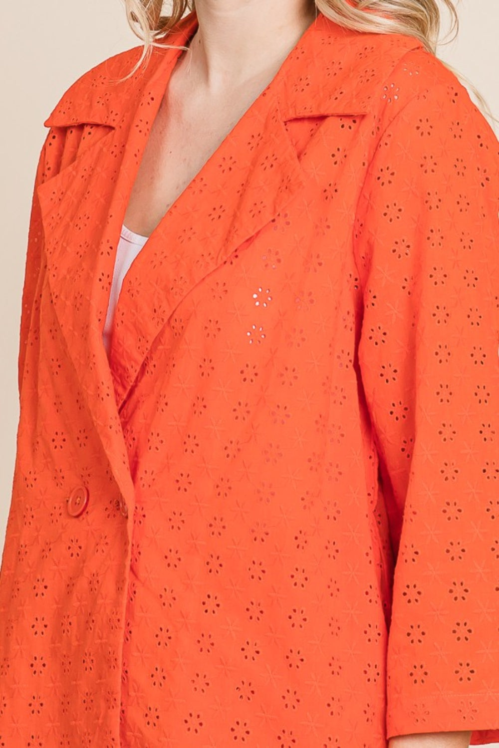 Culture Code Double Breasted Eyelet Jacket with Pockets - UrbanEthereal