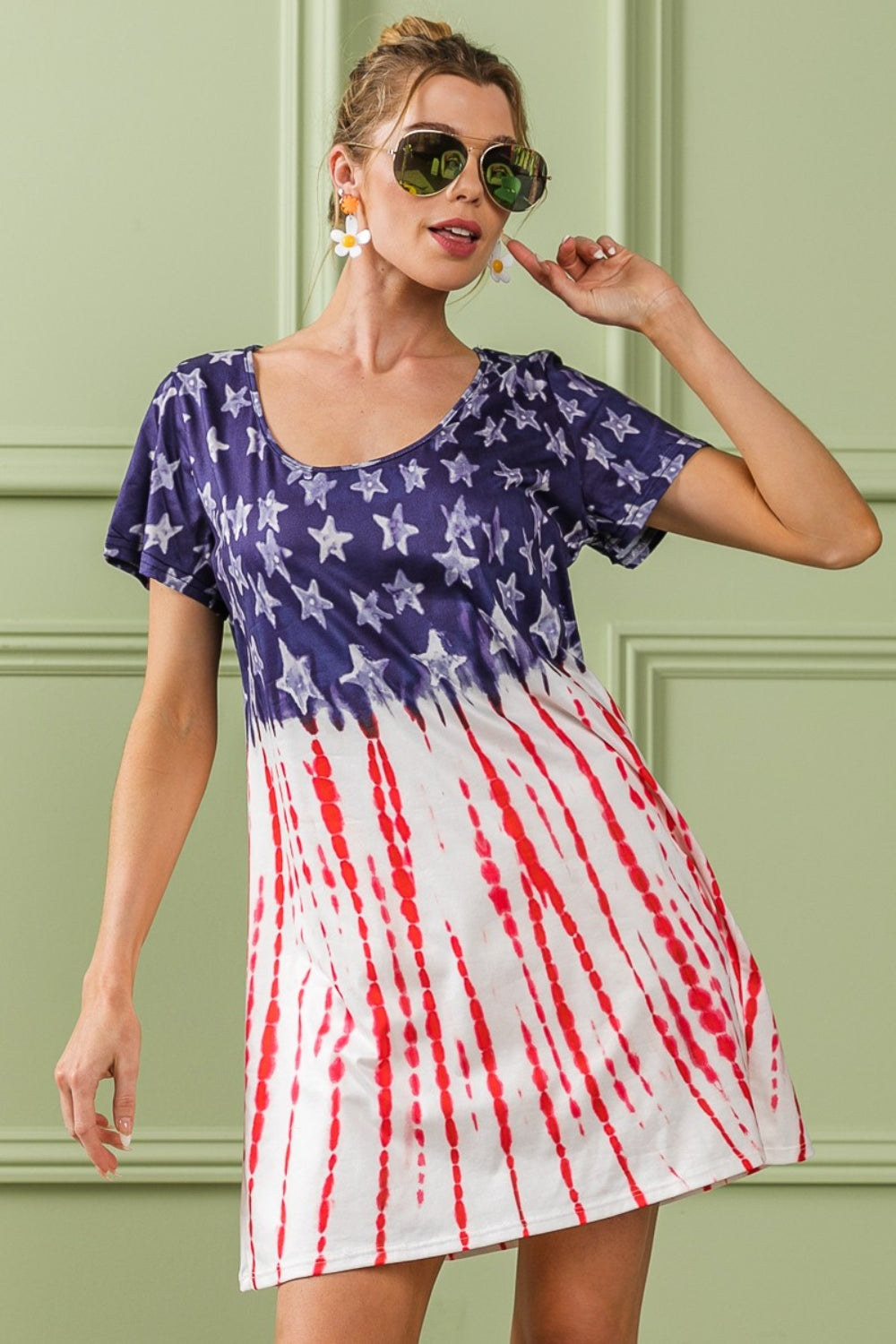 BiBi American Flag Theme Tee Dress - UrbanEthereal