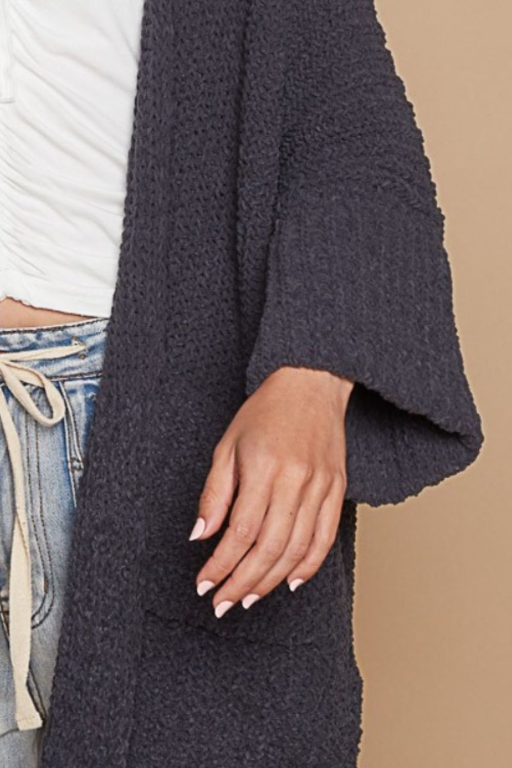 POL Open Front Sweater Cardigan with Pockets - UrbanEthereal