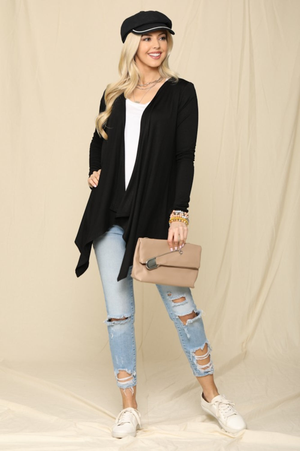 Celeste Full Size Open Front Knit Cardigan - UrbanEthereal