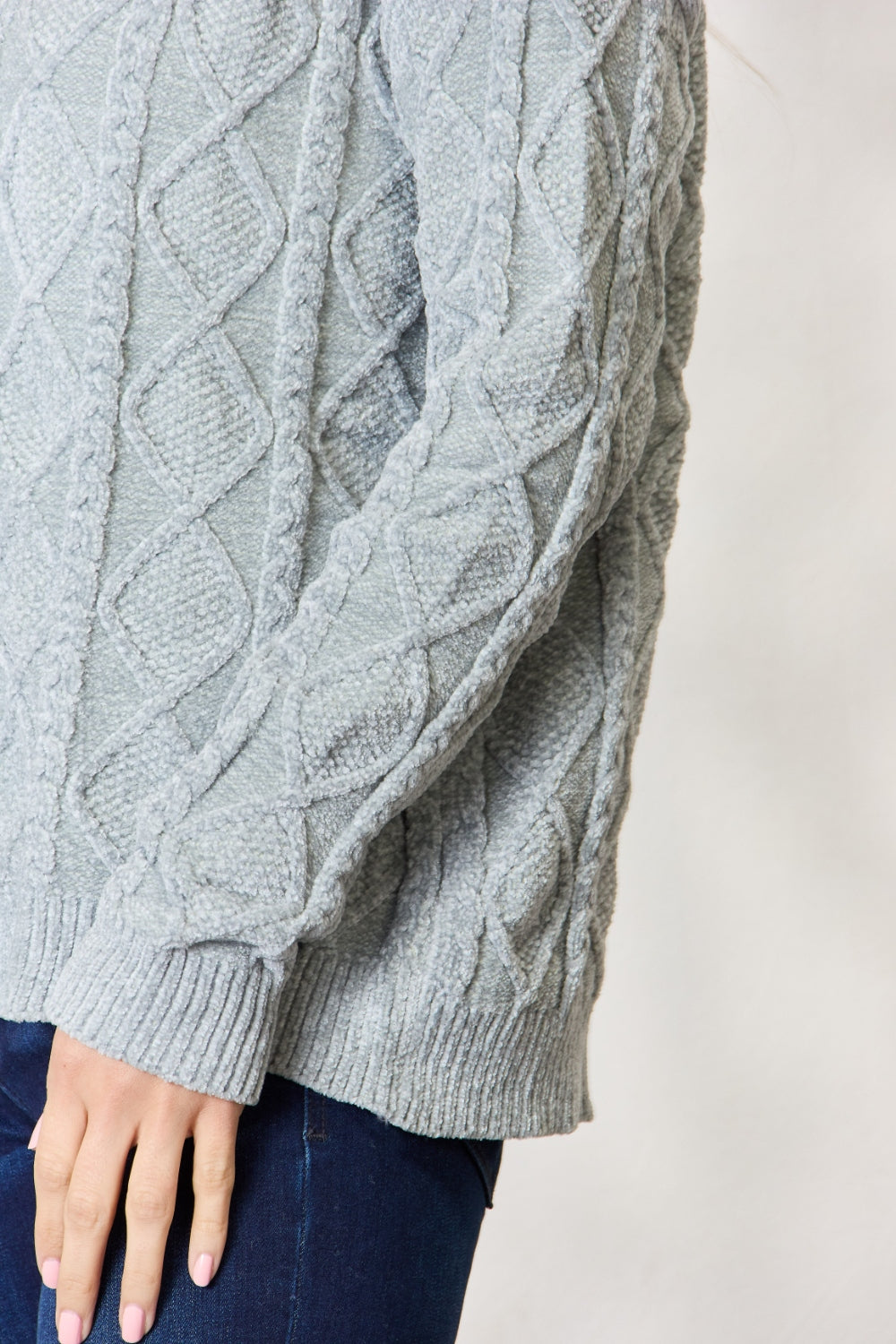 BiBi Cable Knit Round Neck Sweater - UrbanEthereal