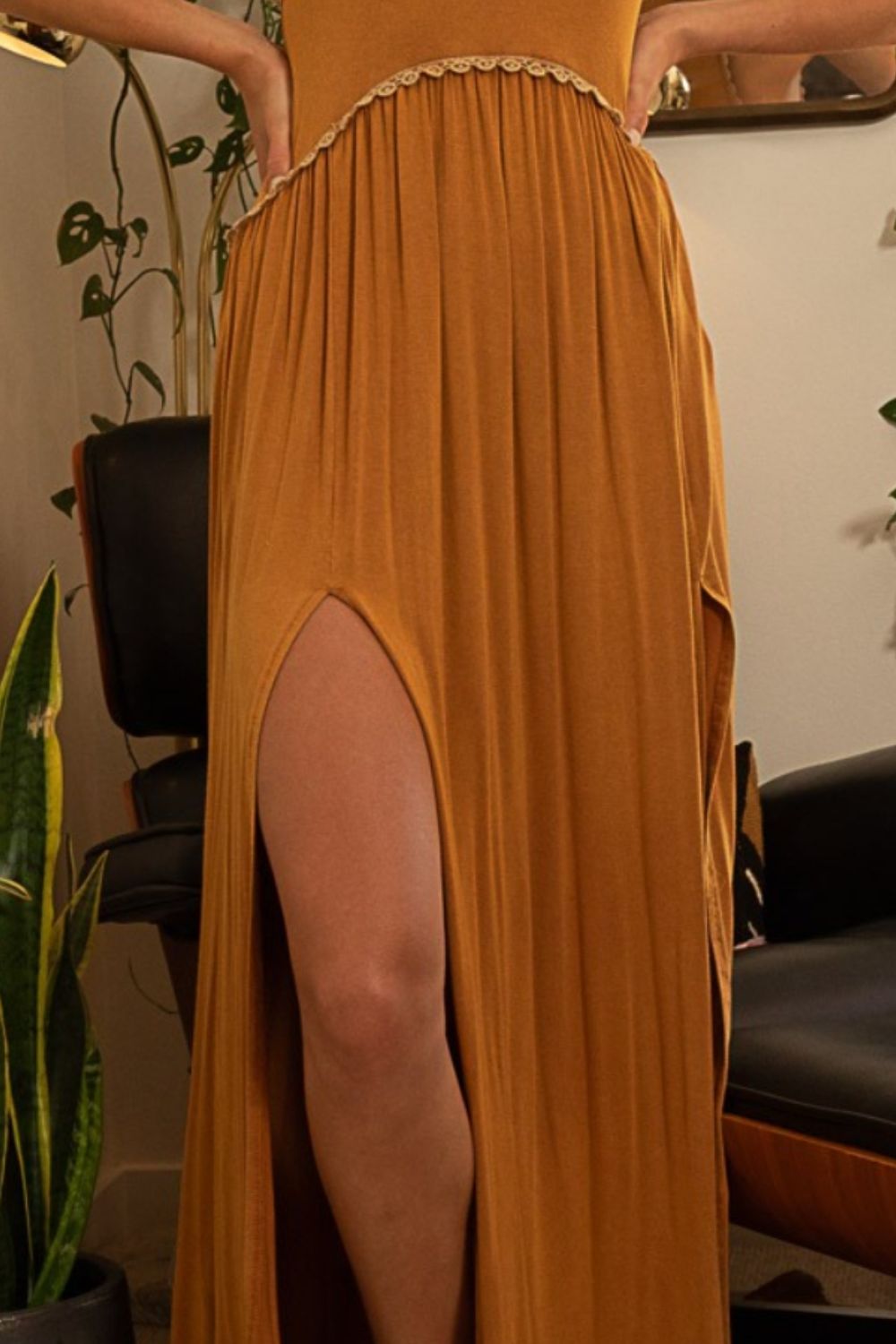 POL Sleeveless Back Zipper Front Slit Maxi Dress - UrbanEthereal