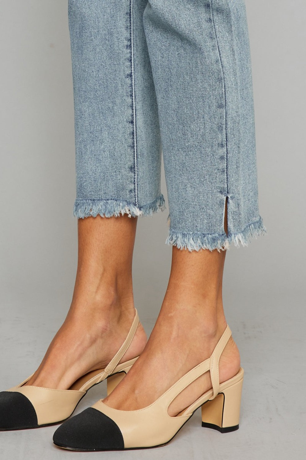 Kancan High Waist Button Fly Raw Hem Cropped Straight Jeans - UrbanEthereal