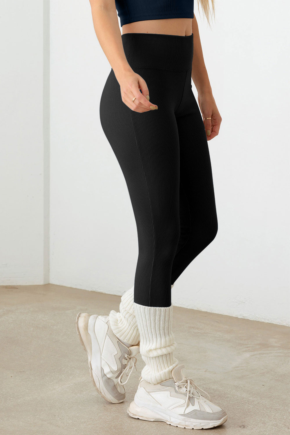 Le Lis Ribbed Crop Cami and High Waist Brushed Leggings Set - UrbanEthereal
