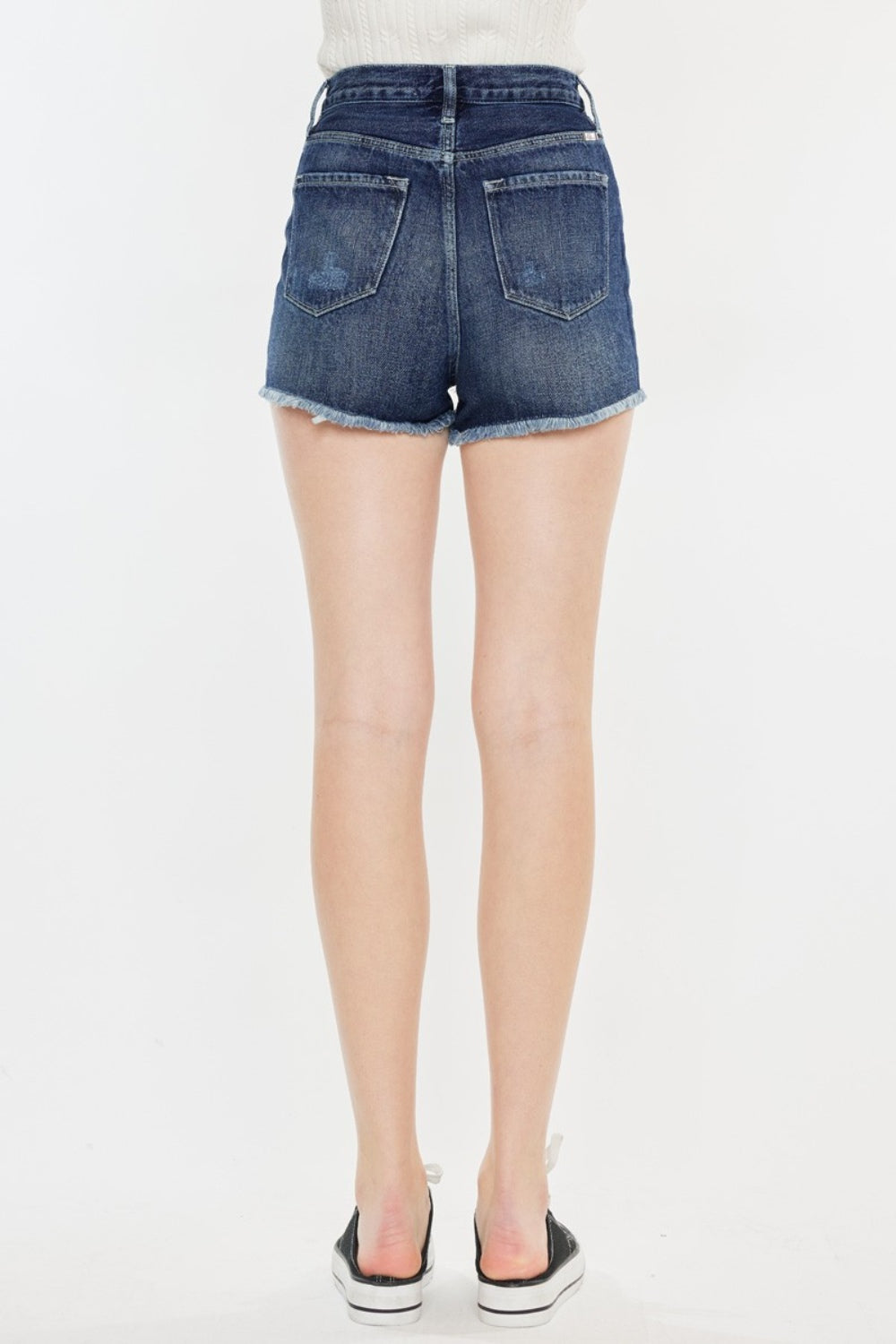 Kancan Raw Hem Button Fly Denim Shorts - UrbanEthereal