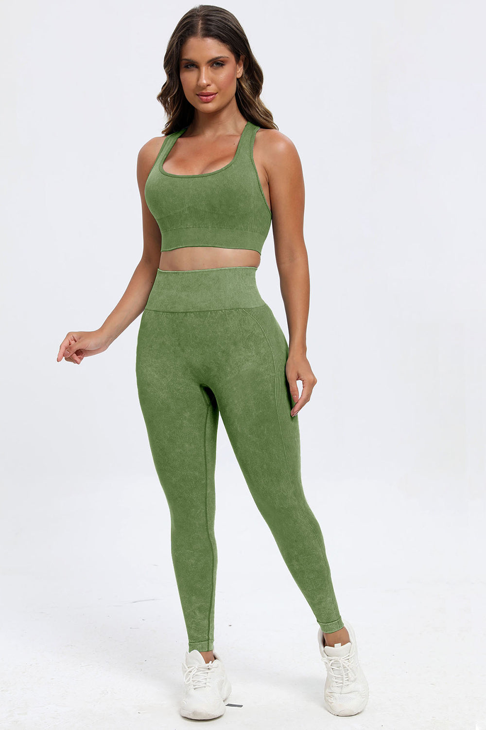 3 Piece Washed Square Neck Wide Strap Active Set - UrbanEthereal