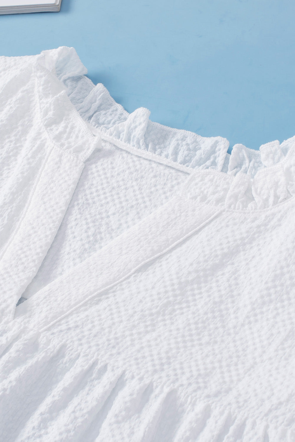 Plus Size Ruffled Notched Cap Sleeve Blouse - UrbanEthereal