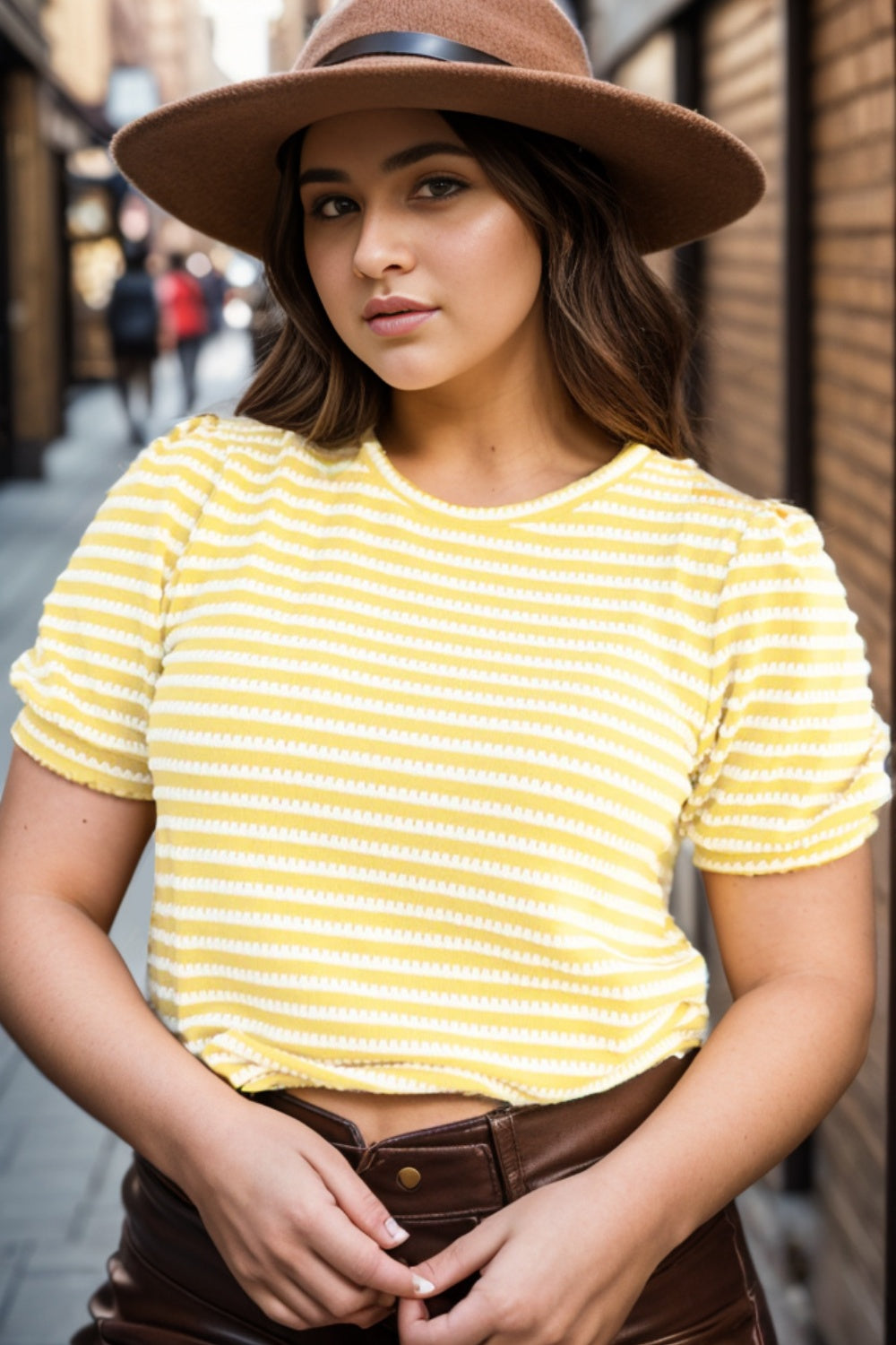Plus Size Striped Round Neck T-Shirt - UrbanEthereal