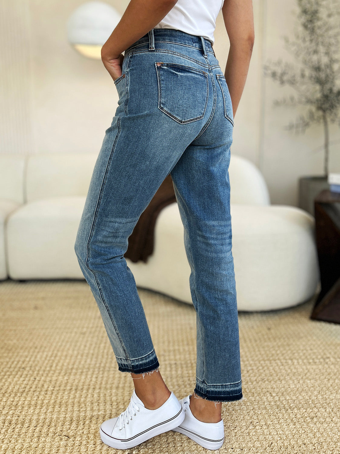 Judy Blue Full Size Mid Rise Rigid Magic Release Hem Jeans - UrbanEthereal