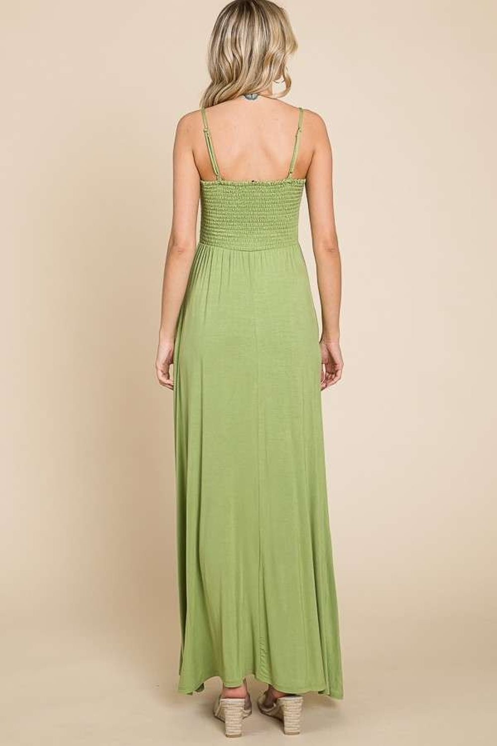 Culture Code Full Size Smocked Cami Maxi Dress with Pockets - UrbanEthereal