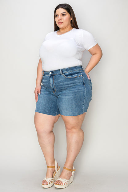 Judy Blue Full Size High Waist Slim Denim Shorts - UrbanEthereal