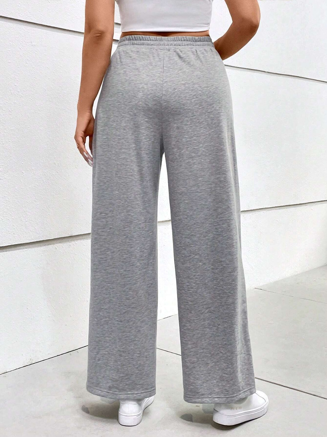 Plus Size Elastic Waist Wide Leg Pants - UrbanEthereal