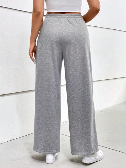 Plus Size Elastic Waist Wide Leg Pants - UrbanEthereal