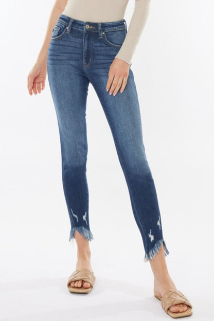 Kancan Raw Hem High Waist Cropped Jeans - UrbanEthereal