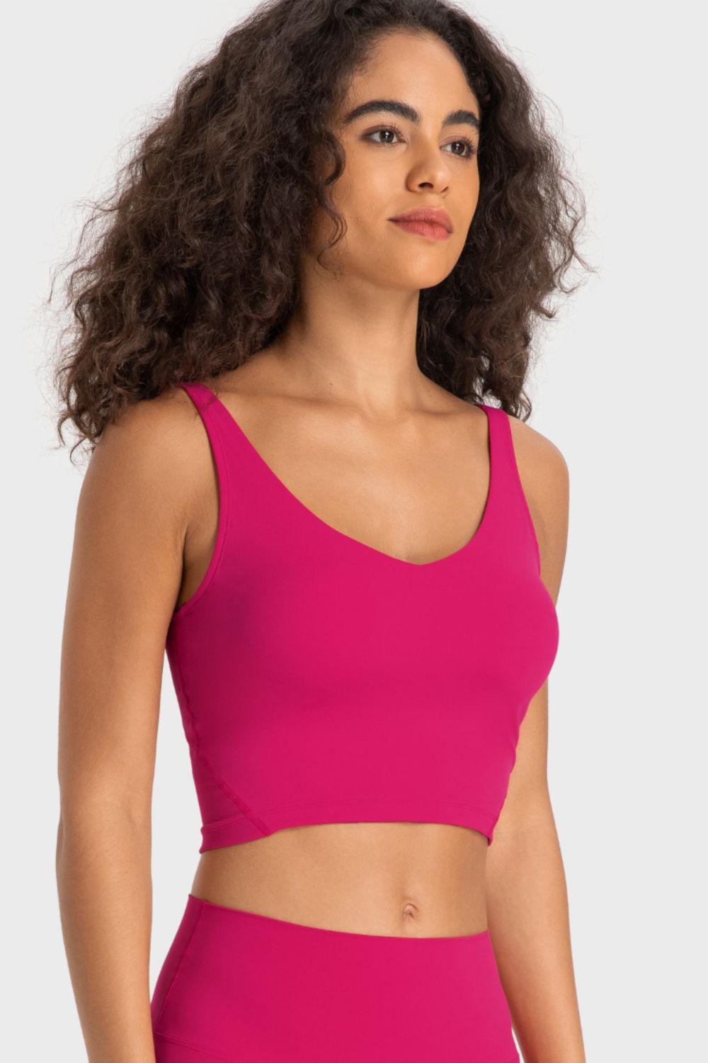 Deep V-Neck Crop Sports Bra - UrbanEthereal