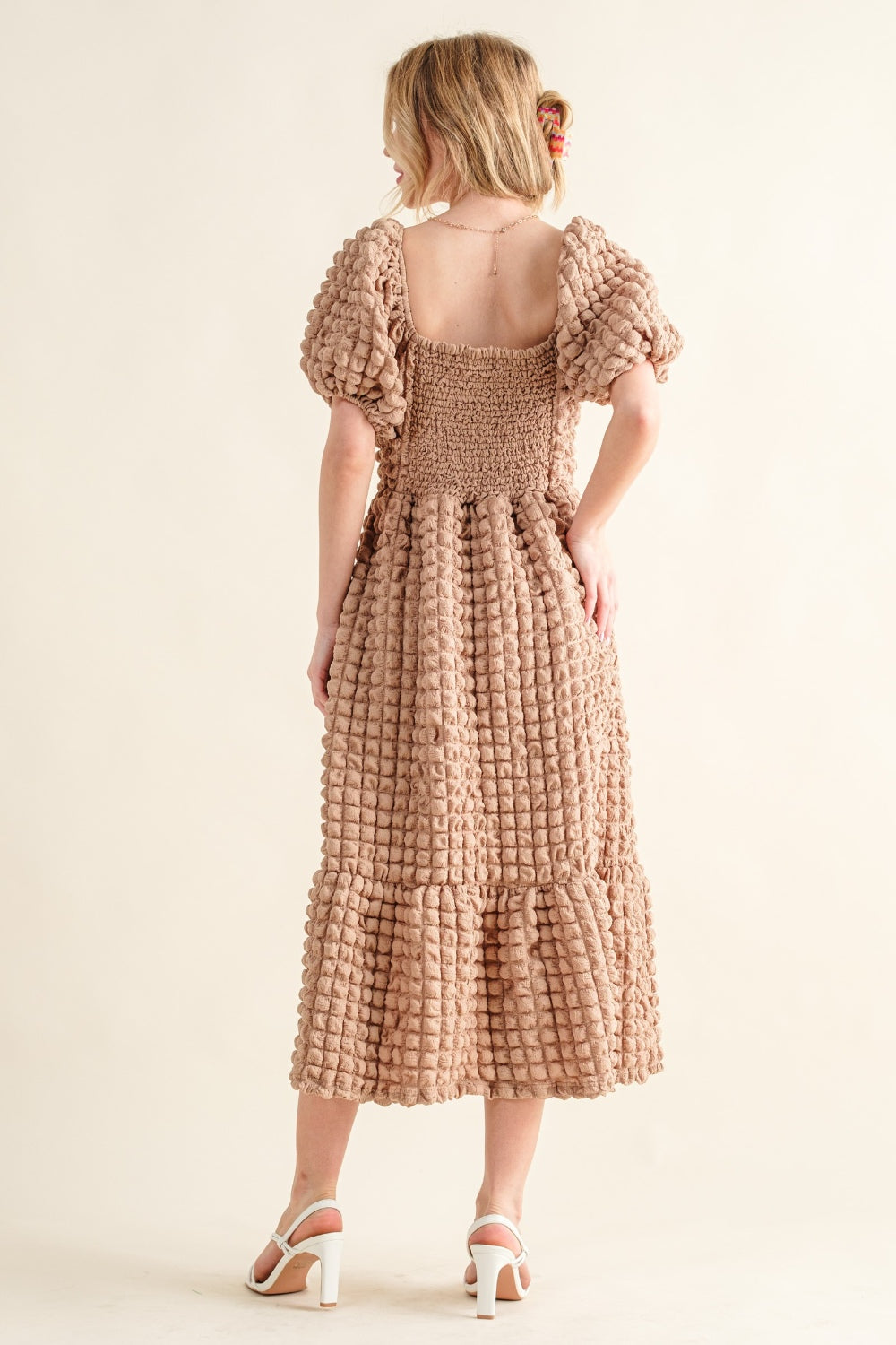 And The Why Full Size Square Neck Puff Sleeve Dress - UrbanEthereal
