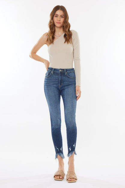 Kancan Raw Hem High Waist Cropped Jeans - UrbanEthereal