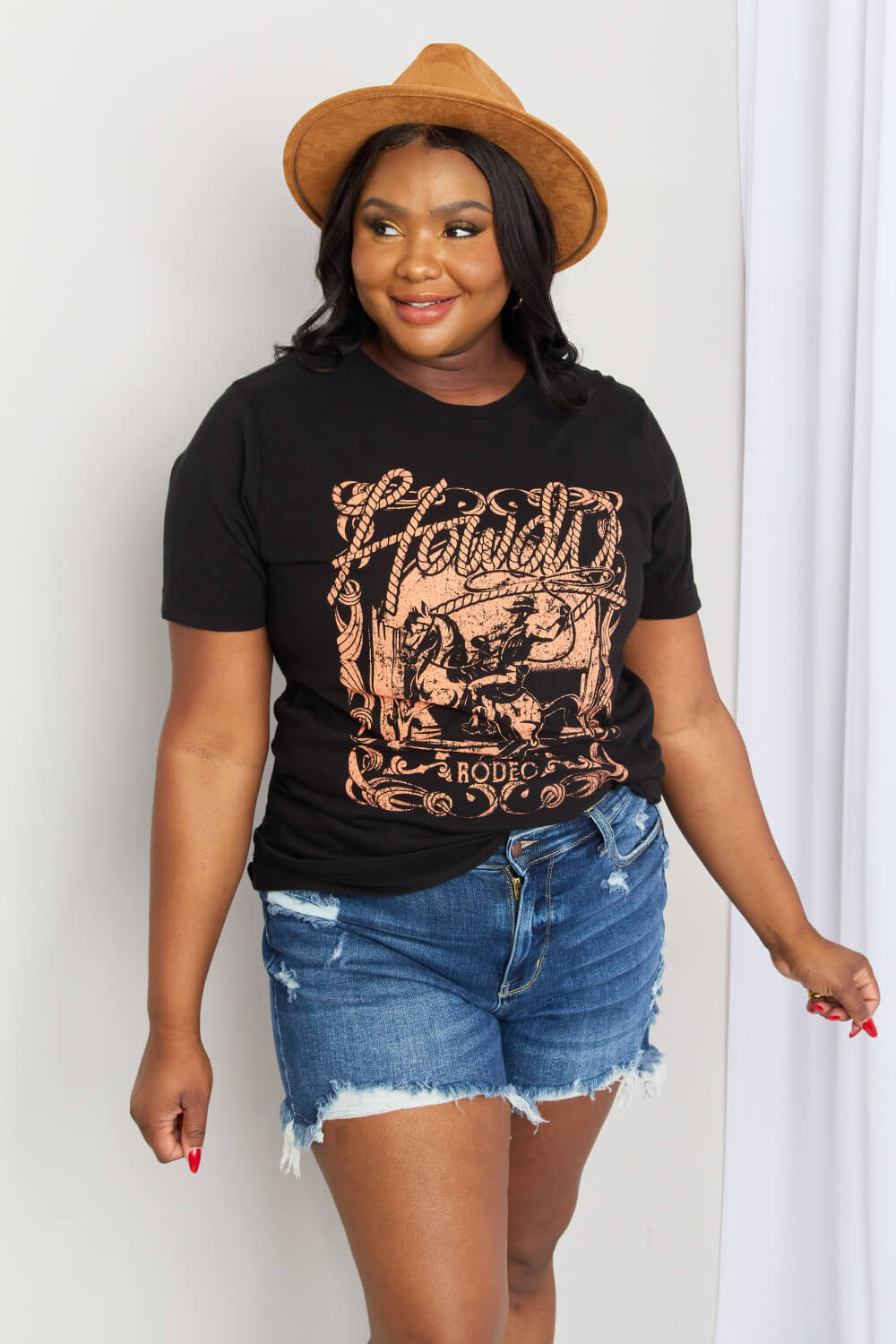 mineB Full Size Graphic Round Neck Tee - UrbanEthereal