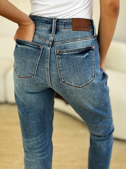 Judy Blue Full Size Mid Rise Rigid Magic Release Hem Jeans - UrbanEthereal