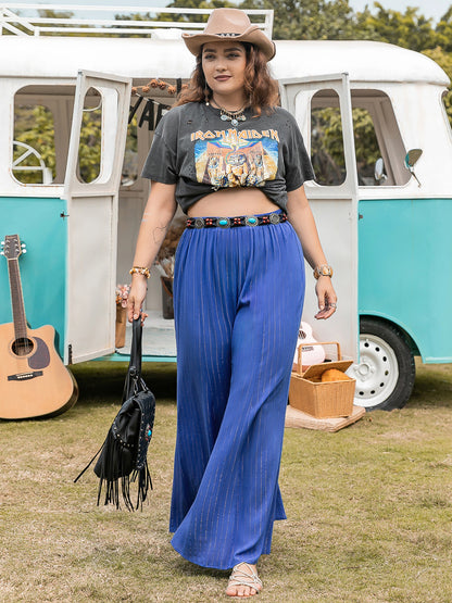 Plus Size Striped Wide-Leg Pants - UrbanEthereal