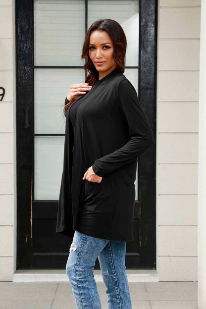 Basic Bae Full Size Open Front Long Sleeve Cardigan with Pockets - UrbanEthereal