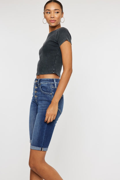 Kancan Full Size Cat's Whiskers Button Fly Denim Shorts - UrbanEthereal