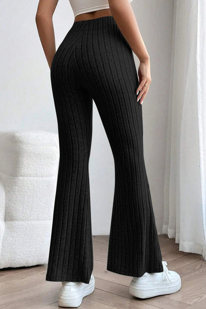 Basic Bae Full Size Ribbed High Waist Flare Pants - UrbanEthereal