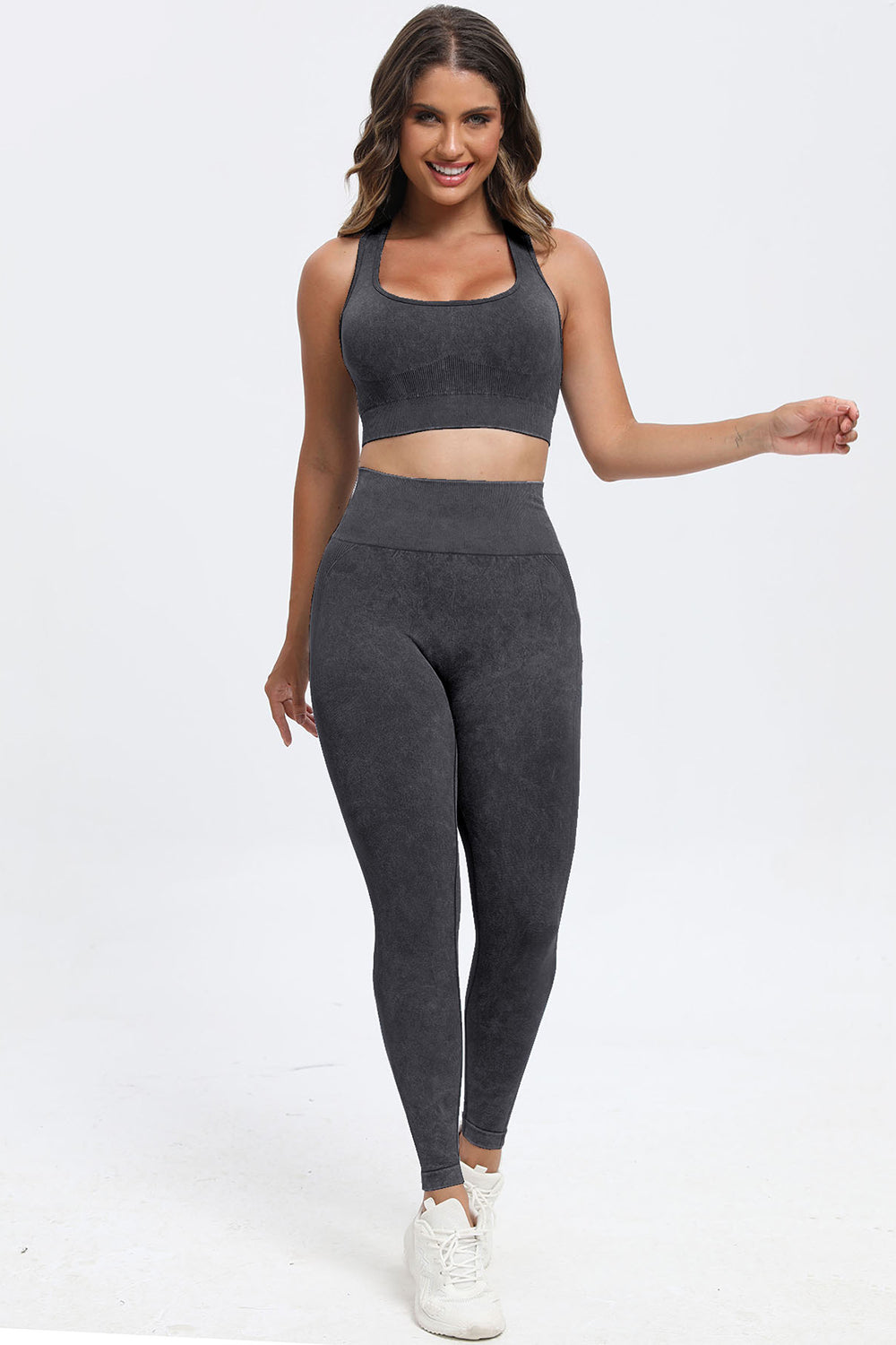 3 Piece Washed Square Neck Wide Strap Active Set - UrbanEthereal