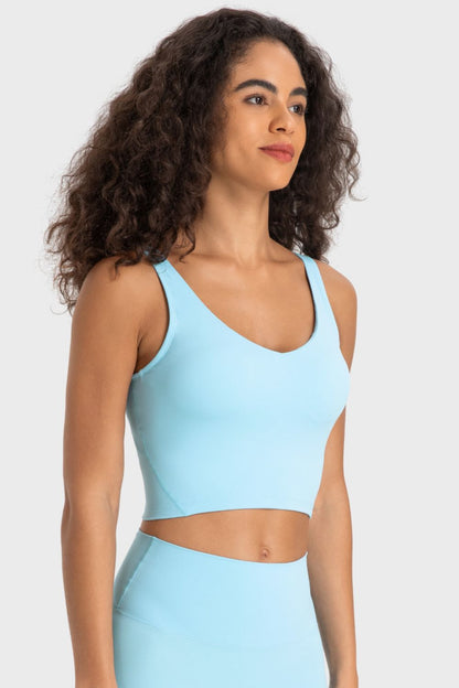 Deep V-Neck Crop Sports Bra - UrbanEthereal