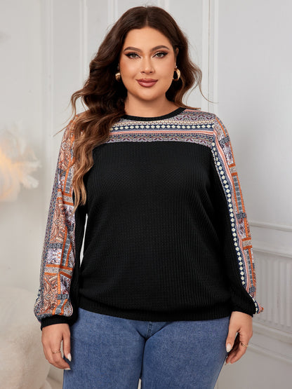 Plus Size Printed Long Sleeve Sweatshirt - UrbanEthereal