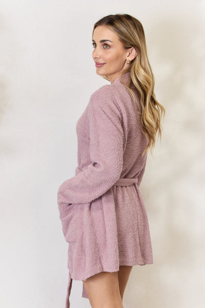 Hailey & Co Tie Front Long Sleeve Robe - UrbanEthereal