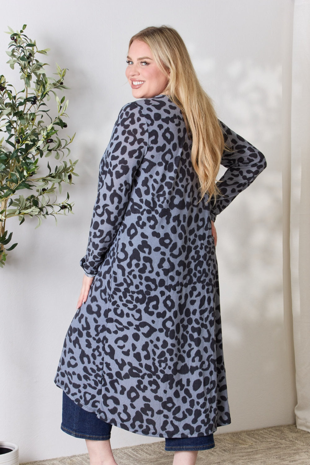 Celeste Full Size Button Up Animal Print Cardigan - UrbanEthereal