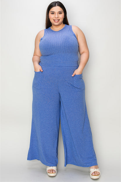 Basic Bae Full Size Ribbed Tank and Wide Leg Pants Set - UrbanEthereal