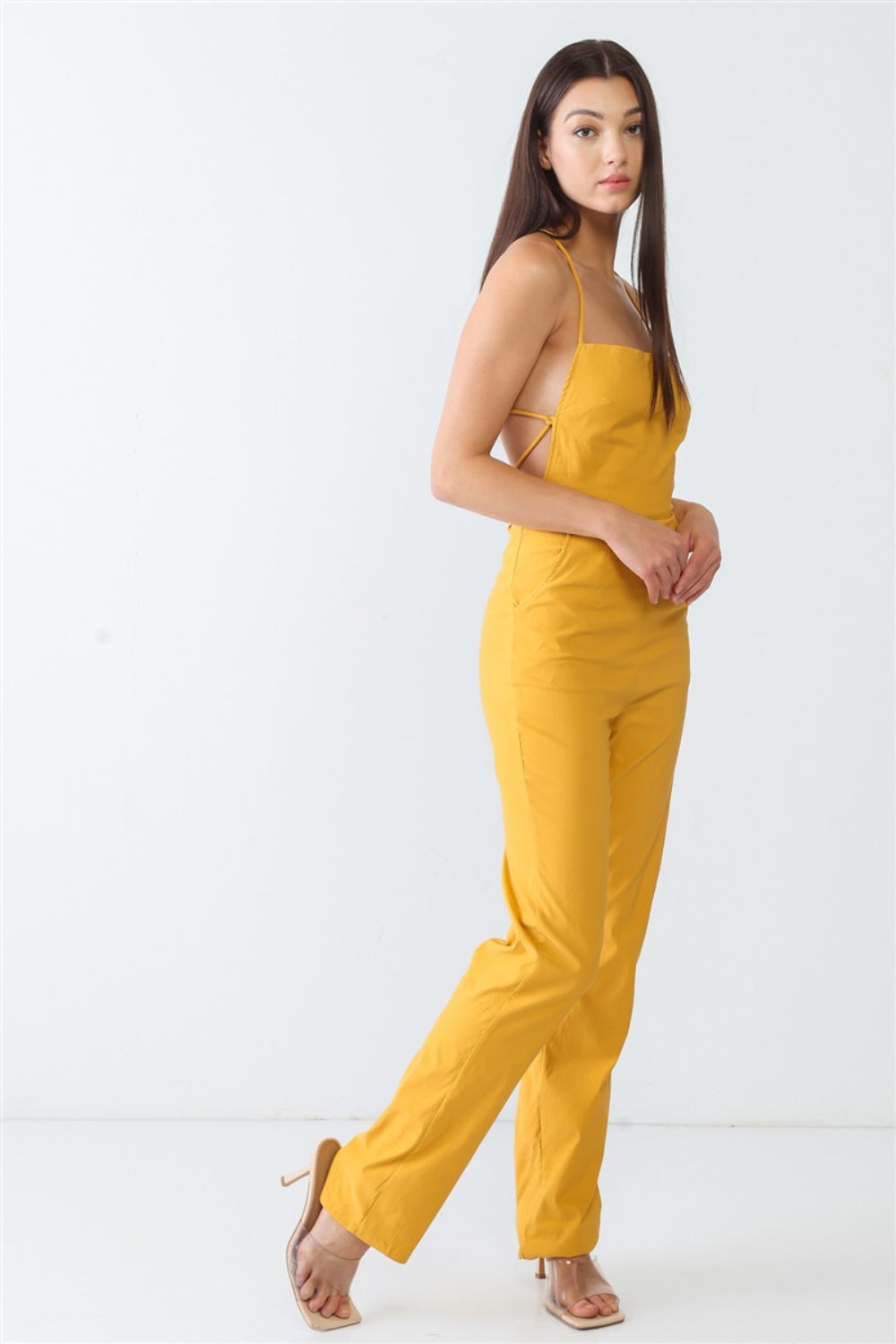 Doreli Group Backless Tied Spaghetti Strap Sleeveless Jumpsuit - UrbanEthereal