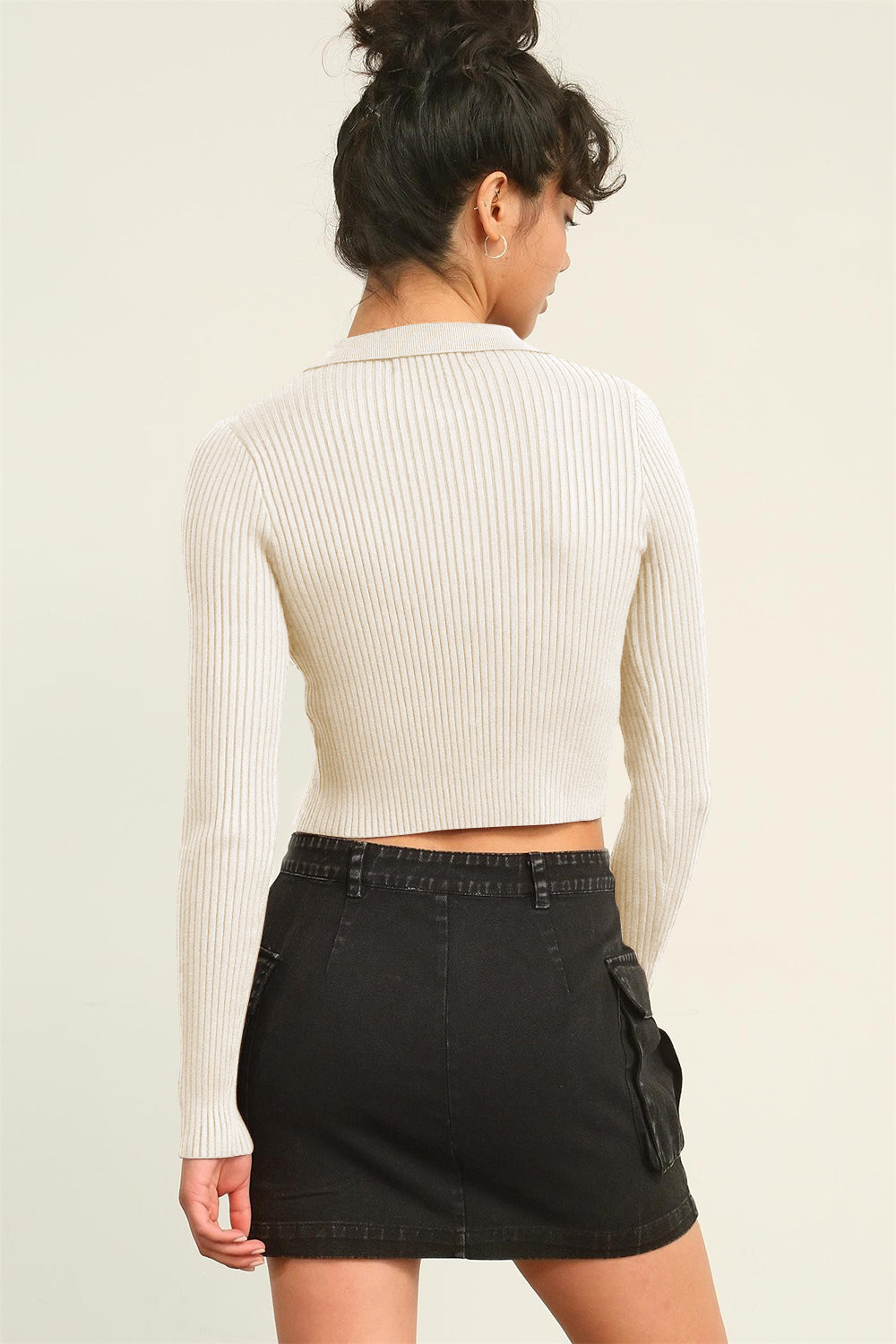 HYFVE Ribbed Double Zip Cropped Cardigan - UrbanEthereal
