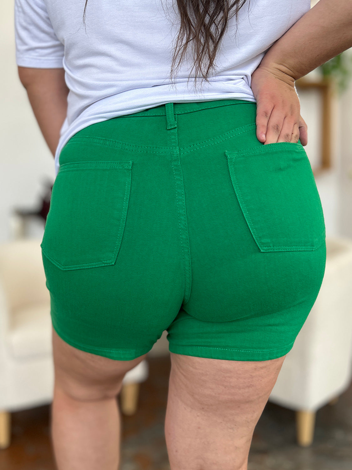 Judy Blue Full Size Tummy Control Garment Dyed Denim Shorts - UrbanEthereal
