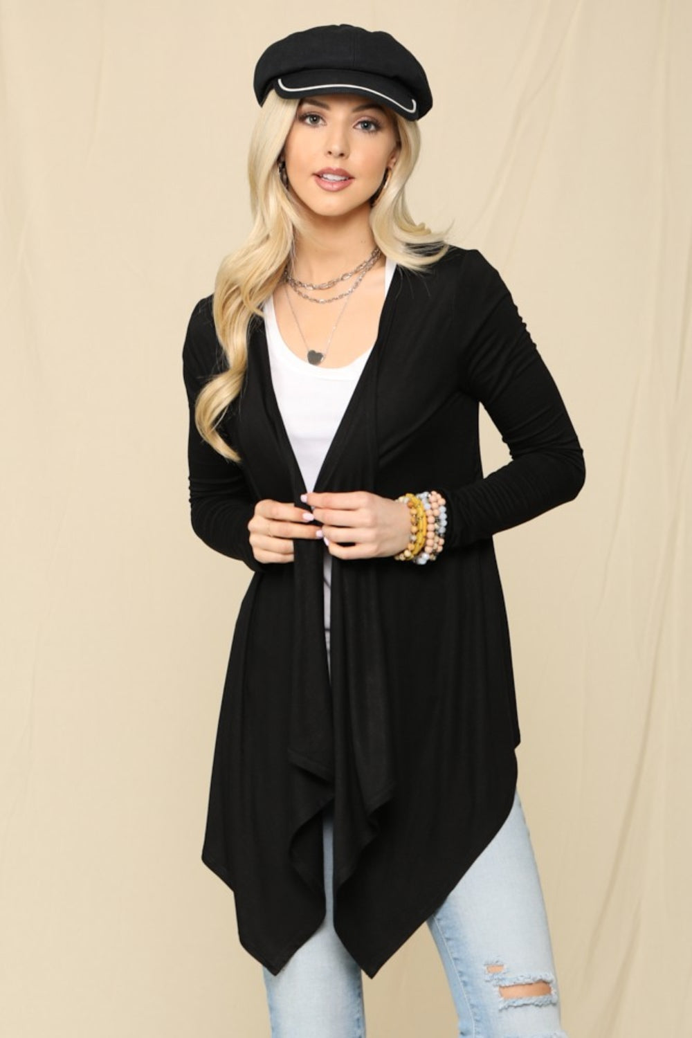 Celeste Full Size Open Front Knit Cardigan - UrbanEthereal
