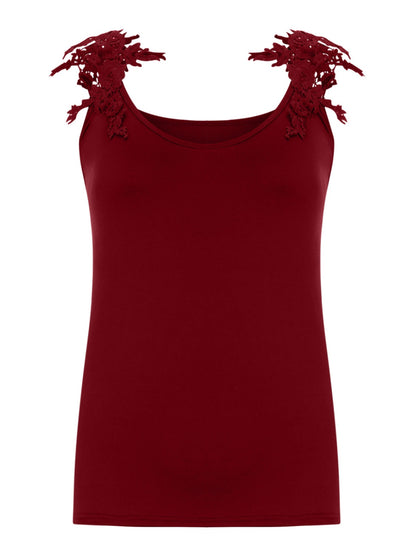 Full Size Lace Detail Scoop Neck Tank - UrbanEthereal
