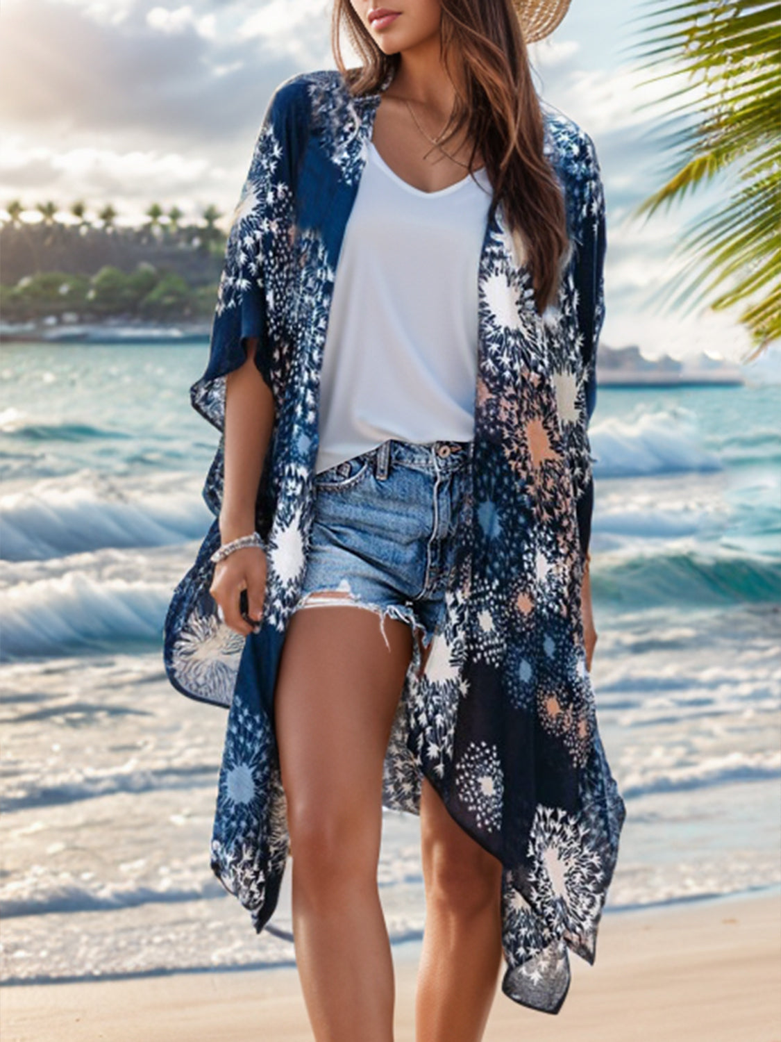 Printed Open Front Cover-Up - UrbanEthereal
