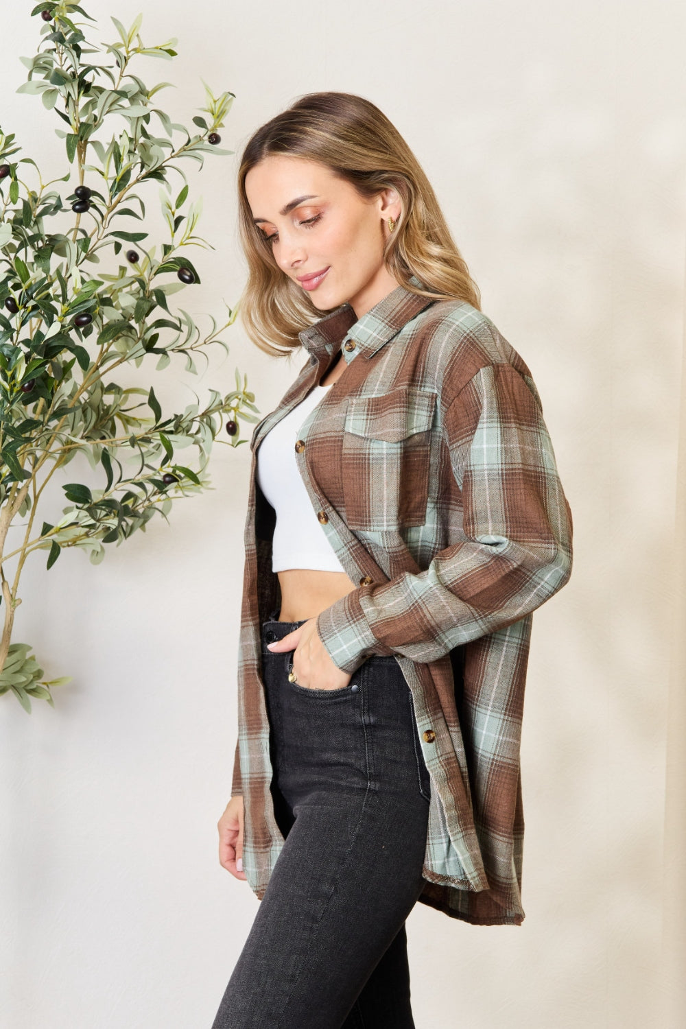 Plaid Dropped Shoulder Shirt - UrbanEthereal