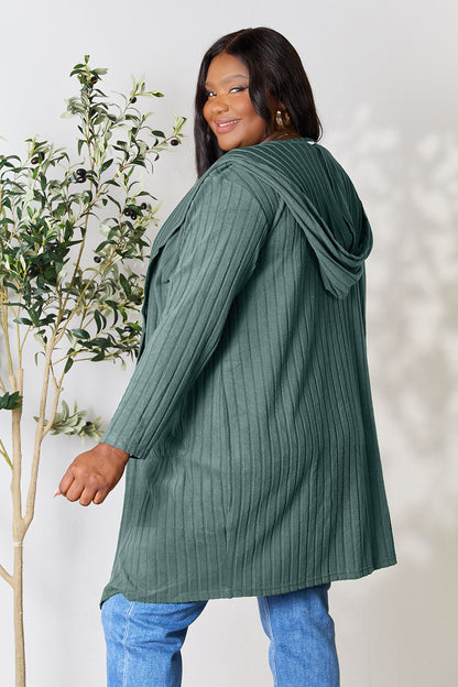 Basic Bae Full Size Hooded Sweater Cardigan - UrbanEthereal