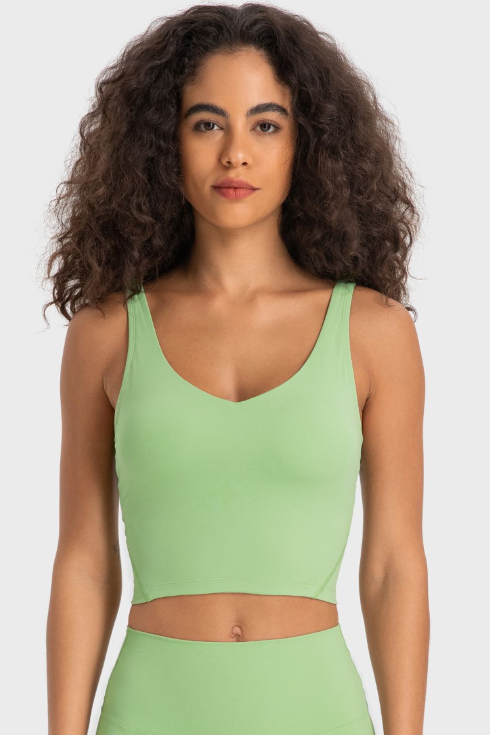 Deep V-Neck Crop Sports Bra - UrbanEthereal
