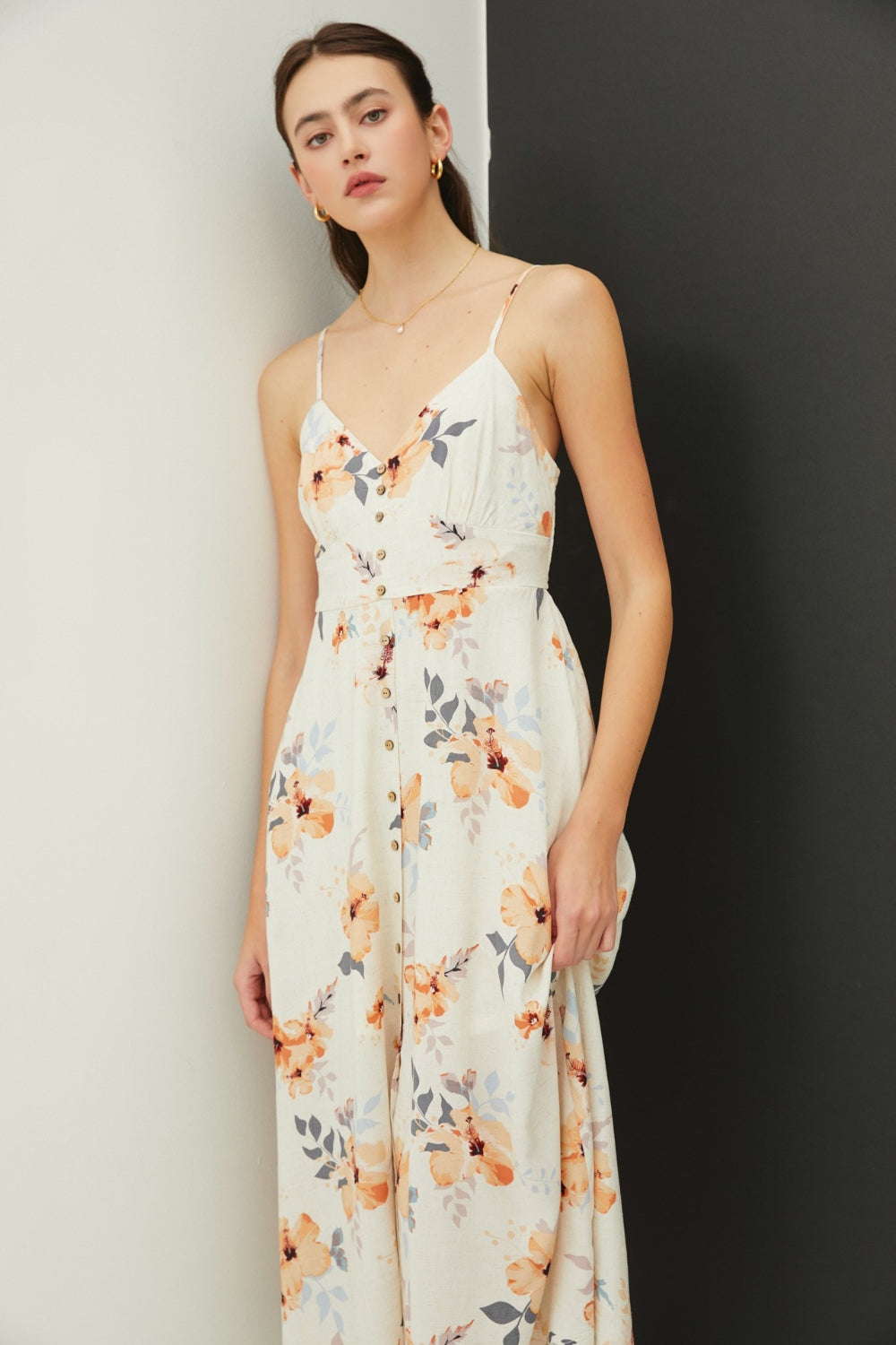 Be Cool Floral Button Down Cami Midi Dress - UrbanEthereal