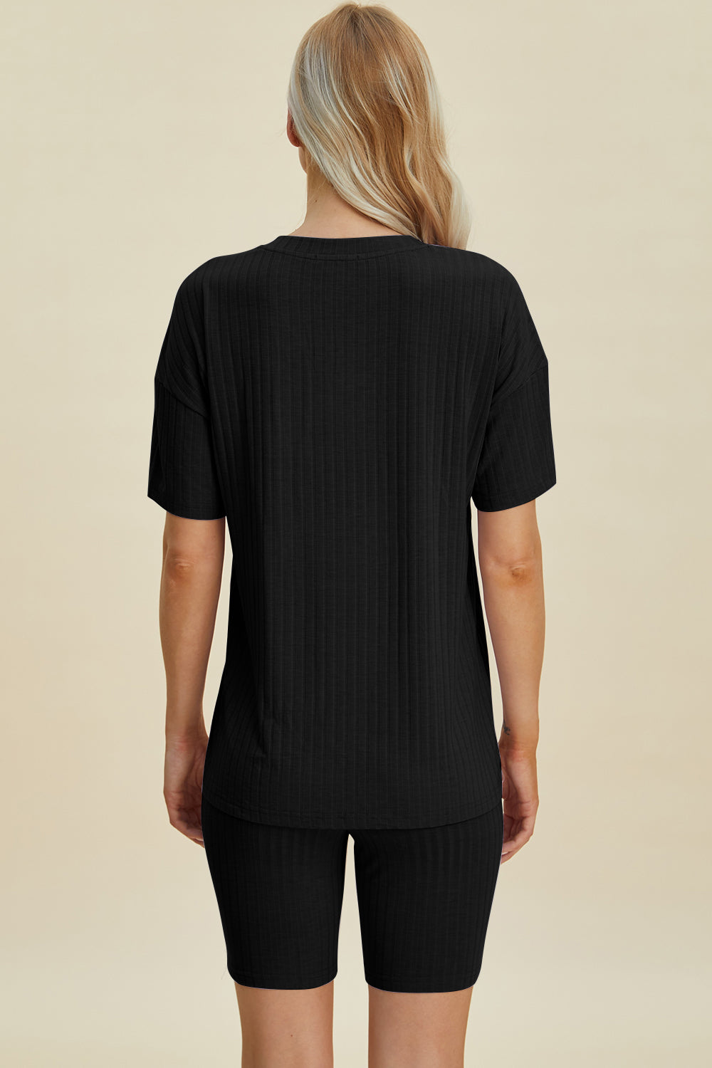 Basic Bae Full Size Ribbed V-Neck Short Sleeve Top and Shorts Set - UrbanEthereal