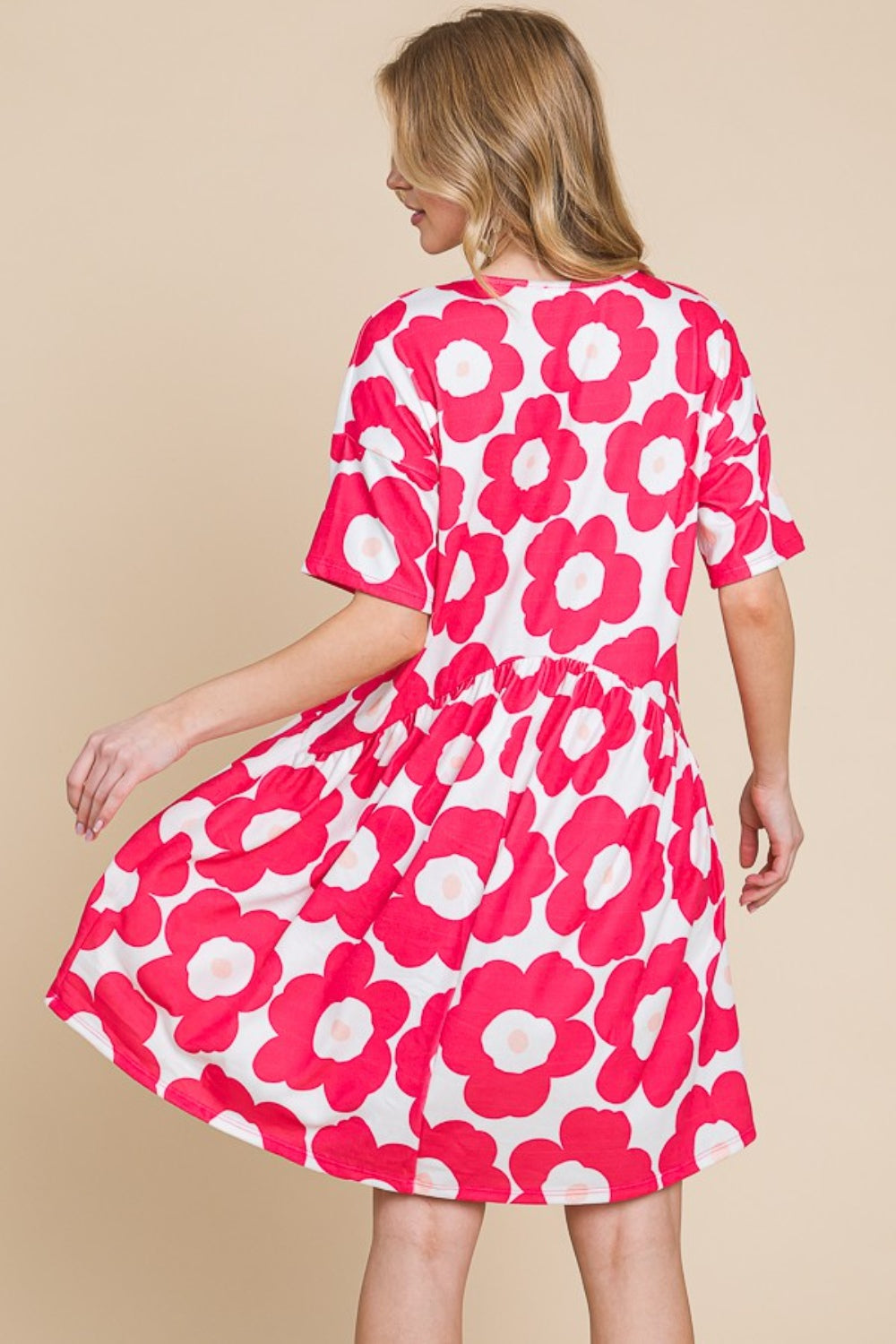 BOMBOM Flower Print Ruched Dress - UrbanEthereal