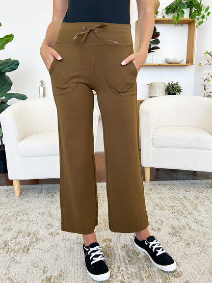 Drawstring Waist Wide Leg Sports Pants with Pockets - UrbanEthereal
