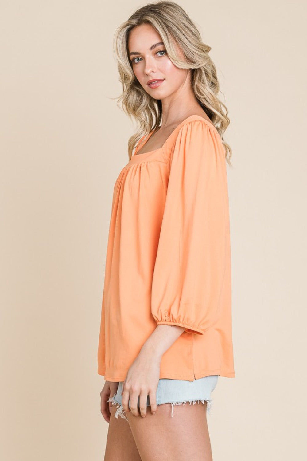 Culture Code Square Neck Puff Sleeve Top - UrbanEthereal