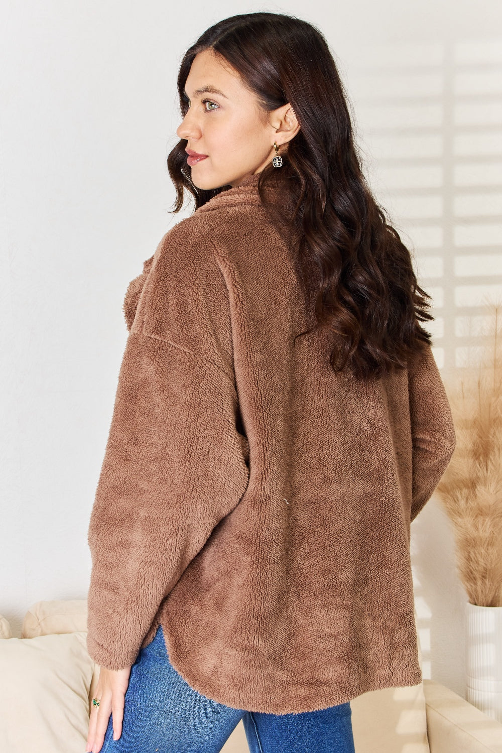 Culture Code Double Breasted Fuzzy Coat - UrbanEthereal