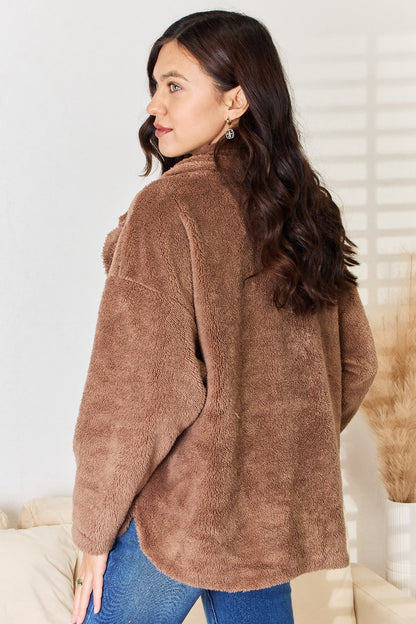 Culture Code Double Breasted Fuzzy Coat - UrbanEthereal